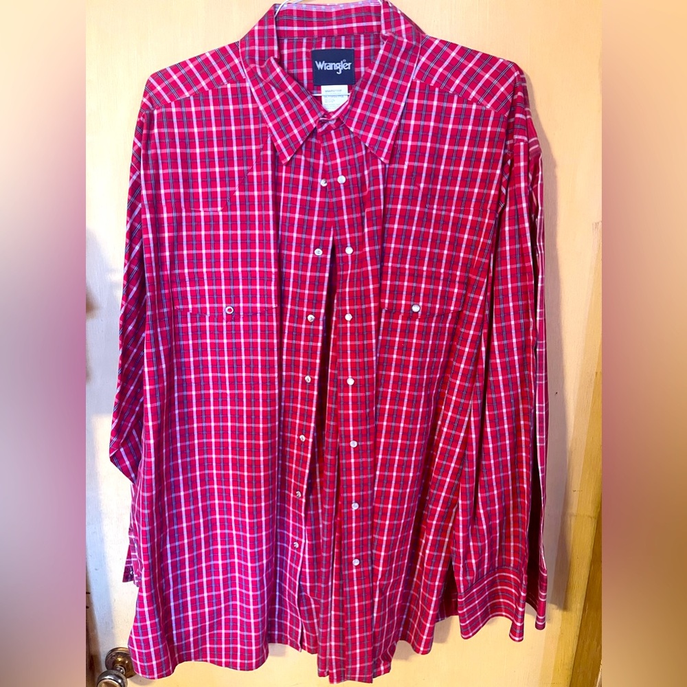 Long red sleeve western shirt wrangler